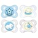 Produktbild MAM Day & Night LATEX Boy Schnuller 0-6 // Naturlatex // 4er Set // inkl. 2 Sterilisiertrasportboxen
