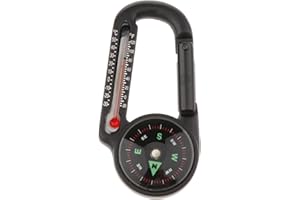 SM SunniMix Negro Funciones Senderismo Brújula Mosquetón Termómetro Llavero Clip en, Regalos