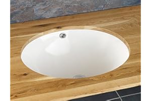 Clickbasin Inset Oval White Undercounter Bathroom Basin 465mm by 380mm TIRSO