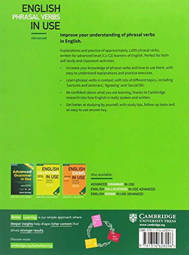 Book's Cover of English Phrasal Verbs in Use Advanced Book with Answers: Vocabulary Reference and Practice