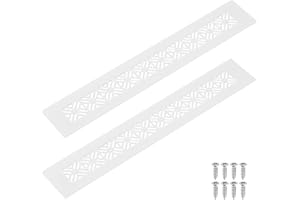 sourcing map 2Pcs Aluminum Alloy Air Vents, 300 x 50mm / 11.8 x 2" Rectangle Louvered Ventilation Grille Cover with Mounting Screws for Door Cabinet Wardrobe, White
