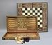 Price comparison product image Chessgammon TRAVEL BACKGAMMON SET INCLUDING BOARD AND PIECES HELENA HANDMADE SOLID WALNUT WOOD INLAID MOSAIC INSET MOTHER OF PEARL INSET 20"- A5