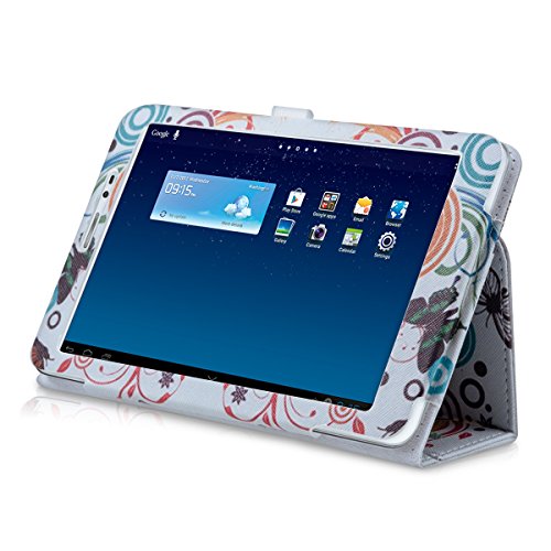 kwmobile Hülle für Huawei MediaPad T1 8.0 / Honor T1 – Tabletcover Slim Case Tablet Schutzhülle – Smart Cover Tabletcase Schmetterlinge Hippie Design Mehrfarbig Pink Weiß - 6