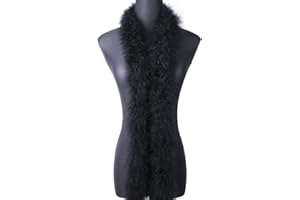 WANRUIDA Boa de plumas Negro de marabú esponjoso de 22g，aprox. 180 cm, para manualidades, bodas, fiestas, decoración de árboles de Navidad，carnaval, fiesta temática