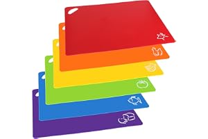 bssmmai skärbrädor skärmattor set om 6, flexibel skärbräda, diskmaskinssäker, BPA-fri, halkfri, plast, livsmedelssymboler, st
