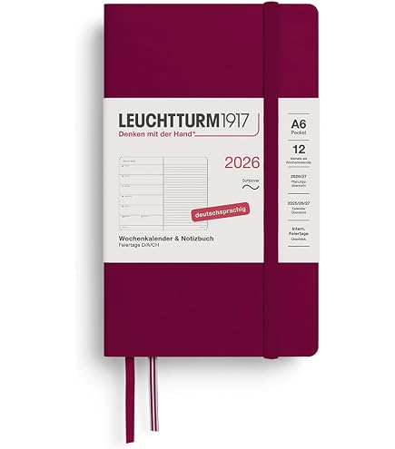 Agenda Semainier LEUCHTTURM1917 2026 - Format Portefeuille (9x19 Cm), 12 Mois, Vert Forêt, Avec Pages à Pois Et Fermeture élastique - 2