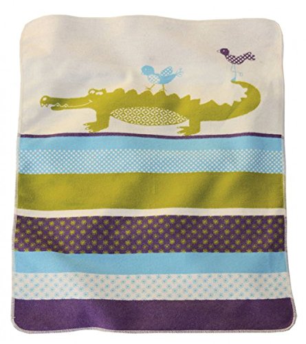 David Fussenegger 62315779 Babydecke, Krokodil Streifenbordüre, circa 70 x 90 cm