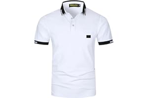 VMSUCIJ Polo Homme à Manches Courtes Taille Véritable 100% Coton Confort Golf Tennis Shirt avec Poche M-3XL