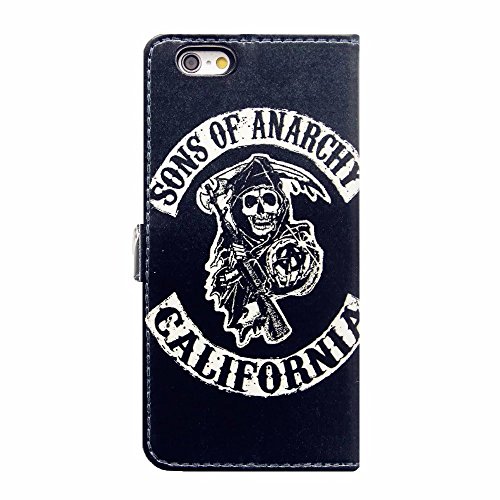 MUTOUREN iPhone 6 Plus/6S Plus Brieftasche Flip Case Cover – PU Leder Bookstyle Klapphülle Wallet Case für iPhone 6 Plus/6S Plus (5.5 Zoll) Portemonnaie Hülle Schutz Ultra Dünn Handy Tasche Geldboerse Schutzhülle – Sons of Anarchy + Metall Stylus Pen - 4