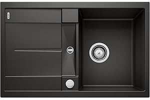 BLANCO METRA 45 S | Granitspüle aus SILGRANIT schwarz | Einbauart: Einbau von Oben | reversibel | für 45 cm breite Unterschränke | Großes Becken | Reinigungsfreundliche Öberfläche | [78x50x20 cm]