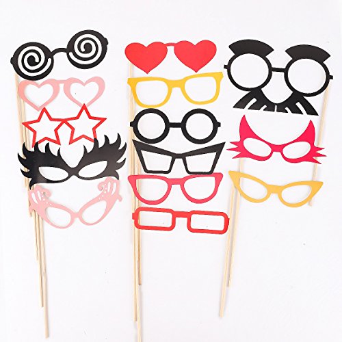 50 Stück teilig Fotorequisiten Hochzeit wedding Photo Booth Requisiten Dekorationen Photo Booth Requisiten Valentinstag Verkleidung Karneval Fasching Brillen Brille Lippen Lippe Maske Masken Bart Bärte Hut Hüte Fliege Fliegen - 2
