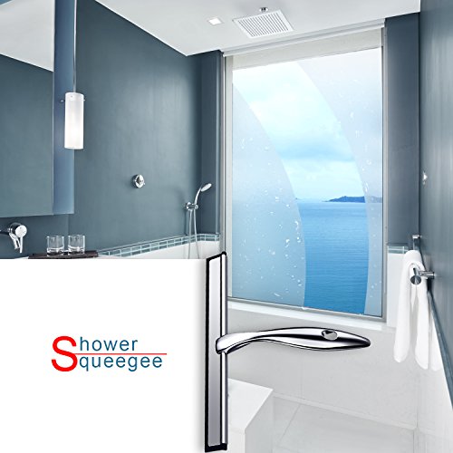 Dusche Fenster Rakel Edelstahl Rakel für Badezimmer, Spiegel, Fenster Reinigungsset, 1 Squeegee with 2 Holder - 4