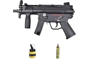 ECOMMUR Well G55K Tipo MP5 blowback gren Gas (6 mm) | Fucile Airsoft (pallini in PVC) Calibro 6 mm + caricatore 1000 pallini 0,12 g + Green Gas. Sistema Blowback (Potenza: 0,9 joule)