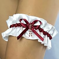 Strumpfband bordeaux winerot white Hochzeit Braut Brautkleid Unterwaesche