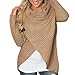 Produktbild BaZhaHei Damen Asymmetrisch Cardigan Gestrickt Einfarbig Strickjacken Lose Strickmantel Tunika Kimono Rollkragen Gefüttert Zopfmuster Outwear Tops Bluse Langarm Unregelmäßig Sweatshirt
