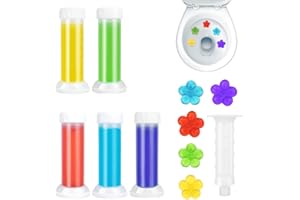 Juguta 5 Pezzi Dischi gel WC, Detergente Bagno, Fragranza floreale e fruttato,Timbri in gel igienico, 60 Dischi Gel Igienizzanti WC,con dispenser e gel