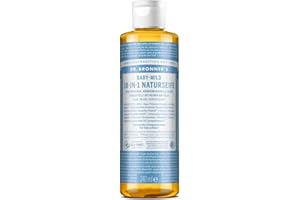 ‎DR. BRONNER Dr. Bronners 18-IN-1 Naturseife | Organic Flüssigseife | Baby Mild ohne Duft | Duschgel, Handseife, Shampoo und vieles mehr | Mit Bio Ölen | Fair Trade |120 ml