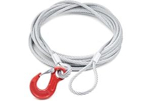 ALFA LOGISTIK Anschlagseil 10mm Durchmesser 10m Länge mit Haken und Öse - Drahtseil mit Haken - Stahlseil mit Ösen und Haken - Zuverlässiges Forstseil