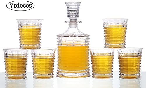 Diy Family Store® Spirits Glasses Decanter Set, Decanter 750ml Glasses 250ml, Gift Box Packaging 7 Pieces