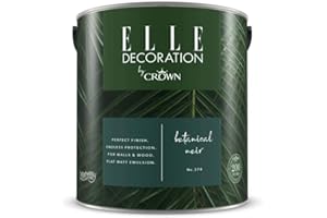 Crown ELLE DECORATION Botanical Noir No. 374, 2,5 L, extra-matte Premium Wandfarbe für Innen, für Wände und Holz, hohe Deckkraft, Innenfarbe,dezentes dunkles Pflanzengrün