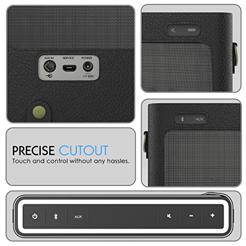 MoKo Bose SoundLink III Bluetooth Lautsprecher Hülle Abdeckung, Premium PU Leder Schutzhülle Case mit Handschlaufe/Karabiner für Bose SoundLink 3 Bluetooth Wireless Speaker, Schwarz - 3