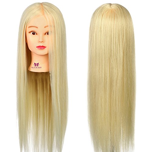 Neverland Beauty 26 Inch 30% Real Human Hair Hairdressing Cosmetology Training Head Blonde Mannequin Head Hairdresser Training Head with Clamp for College and Professional Use #613