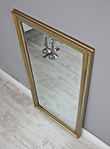 elbmöbel 100x50cm Spiegel gold Landhaus Holz Wandspiegel barock Badspiegel Standspiegel - 7