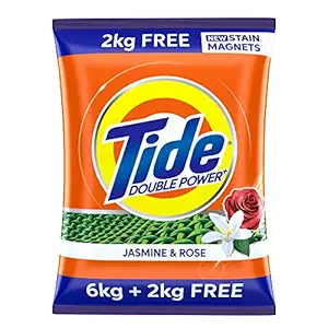 Tide Plus Double Power Detergent Washing Powder Jasmine & Rose 6kg + 2kg FREE