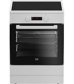 Beko FSG52010FW Freistehender Gasherd, Gasbackofen mit Gaskochfeld, 50 cm, 4 Kochzonen, Gasbackofen mit Elektrozündung und Innentemperaturanzeige, herausnehmbares Innenglas, Weiß