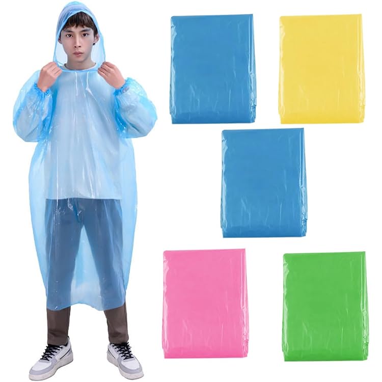 Impermeabile Donna Antipioggia TYXHXTF 7 Pezzi Poncho Antipioggia Usa E Getta | Impermeabili Per Famiglia | Per Concerti, Viaggi Kit Poncho Colorati - 14