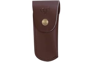 Cudeman Funda para Navaja 631-C Cuero Color marrón, Cuero de Primera Calidad para Caza, Pesca, Supervivencia y bushcraft + Portabotellas Regalo