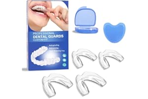 Wonjean Gouttiere Dentaire,4 Pièces Gouttiere Dentaire Bruxisme Protège Dent Attelle pour Grincement de Dents Nocturne Snore Reducing Aids Moldable,pour Bruxism Clenching Sports Athletic Mouth Guard