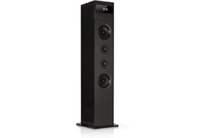 AUNA Karaboom 100-2.1 Speaker System, Tower Speaker, 2.1 Floor-Standing Speaker, 120 Watts max, Bluetooth, 2-in-1 USB Port, MP3, AUX-In, Tablet Holder, Black