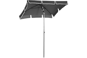 SOLD BY MHSTAR Outsunny 2 x 1.3m Garden Parasol Umbrella, Outdoor Market Table Umbrella with Ruffles & Aluminium Pole, Rectangular Tilting Parasol Sun Shade Canopy
