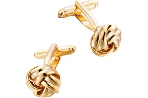 RGEVGER 1 Pair Gold Cufflinks Men, Simple Lady Men's Cufflinks, Fashionable And Innovative Shirt Cufflink, Compact Knot Twisted Shirt Studs, Durable Metal Material, for Dress, Shirts Accessories, Wedding