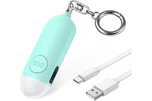 OQIMAX Alarme de Poche, Alarme Personnelle Anti Agression 130dB avec Torche Signal Flash, Rechargeable USB, Porte Clef Alarmes pour Femme/Enfants/Personnes âgées - Bleu