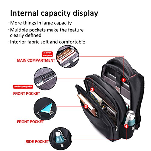 FANDARE 12-15.6 Zoll Laptoprucksäcke Geschäft Notebook Rucksack Herren Damen Fahrradrucksäcke Trekkingrucksäcke Wanderrucksäcke Schulrucksack Daypack Reisen Studenten Wasserdicht Polyester - 5