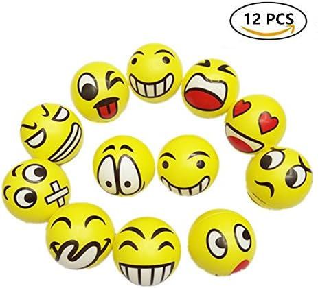 12 PCS Happy Emoji Face Stress Balls Squishy Stress Relief Toys Slow Rising Finger Exercise