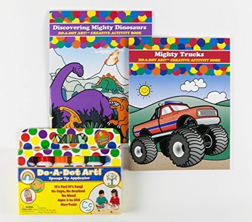 Do A Dot Art! Rainbow Washable Markers With Mighty Trucks and Discovering Mighty Dinosaurs Creative Activity and Coloring Books by Do A Dot Art