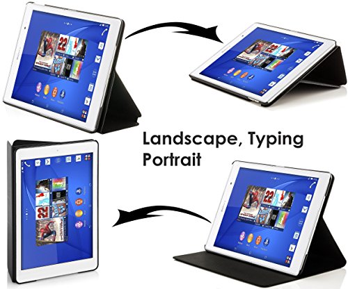 Forefront Cases® Neue Leder Hülle / Tasche / Case / Cover für Sony SGP611 Xperia Z3 Tablet Compact 20,3 cm (8 Zoll) – Rundum-Geräteschutz und intelligente Auto-Sleep-Wake-Funktion mit 3-JAHRES-GARANTIE VON FOREFRONT CASES - 2