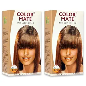 COLOR MATE Hair Color Cream - Light Blonde, 130ml (Pack of 2)
