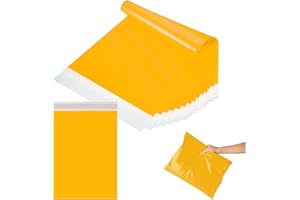 POPOYU Lot de 20 grands sacs postaux en plastique avec fermeture autocollante Jaune 45 x 60 cm