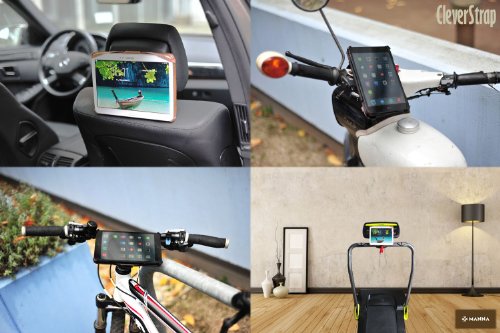 MANNA UltraSlim Universal-Schutztasche für Tablets von 8 bis 10 Zoll | Hochwertiges Kunstleder, schwarz, mit farblich abgesetzter Naht | Einfach aufstellbar dank EasyStand | Innovativer CleverStrap | Praktischer Klettverschluss | Innenpolsterung aus schwarzem Mikrovlies - 6