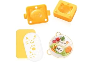 Koonafy Cat Rice Ball Mold, Cute Cartoon Sushi Making Kit, Kitten Sushi Mold, Onigiri Rice Ball Maker Sushi Mold Kit for Lunch Bento Box Accessories, Picnic Sushi DIY, Kitchen Cooking