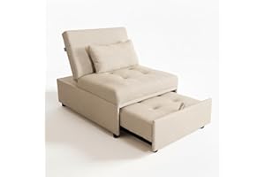 MAKA CHANGE YOUR LIFE QUALITY MAKA Poltrona Letto Singolo con Materasso Alto – Pouf Letto Singolo Trasformabile, Divano Letto 1 Posto Reclinabile con Cuscino Sfoderabile, Poltrona-Letto Pieghevole Salvaspazio 191x79x90 cm (Cachi)