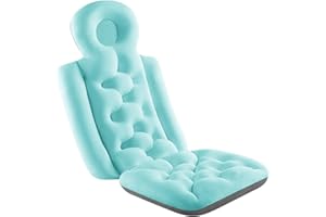 Niceyoeuk Blue Long Bath Pillow, Quick Dry Ergonomic Headrest Cushion for Bathtub, Full Body Mat, Polyester, 93x40cm