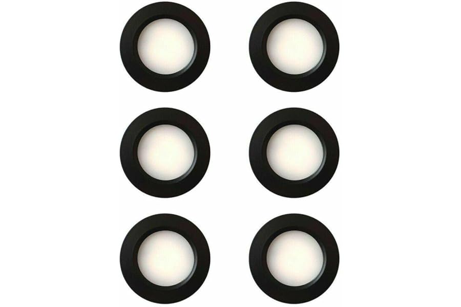 MARVIX Black LED Spot Lights 12V 24V Dimmable Recessed Downlights For Motorhome, Caravan, Campervan and Boat Lighting (Cool White, 6000K) - Pack of 6