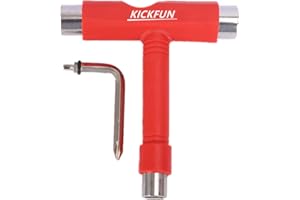 KickFun All-in-One Skate Tools Portable Skateboard T Tool Accessory with T-Type Allen Key and L-Type Phillips Head Wrench Screwdriver