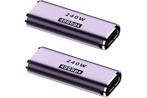 Sooiiyu 240W USB C Agreeler, USB Type C Adattatore Femmina a Femmina, Trasferimento di Dati da 40 Gbps, Ricarica 240W, Video 8K@60Hz, Compatibile per iPad, Thunderbolt 4/3, MacBook Pro/Air, 2 Pack