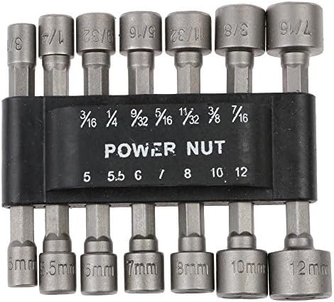 14Pcs Drill Bit Set ,1/4" Hex Shank Nut Driver Power Drill Metric Socket Wrench Screwdrivers Drill Bits Metric Socket Bits Wrench Screw SAE Metric Socket Wrench Screw One-piece